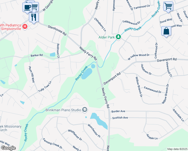 map of restaurants, bars, coffee shops, grocery stores, and more near 1034 Neely Ferry Road in Simpsonville