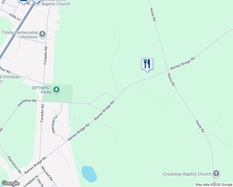 map of restaurants, bars, coffee shops, grocery stores, and more near 10341 Plantation Road in Laurinburg