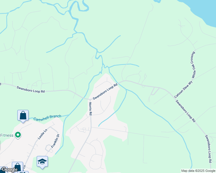 map of restaurants, bars, coffee shops, grocery stores, and more near 536 Swansboro Loop Road in Swansboro