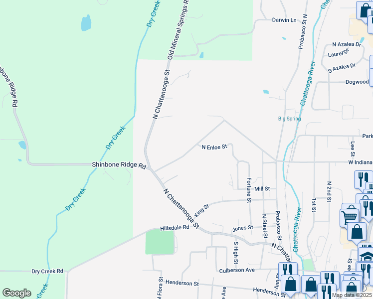 map of restaurants, bars, coffee shops, grocery stores, and more near 613 Bradley Avenue in LaFayette