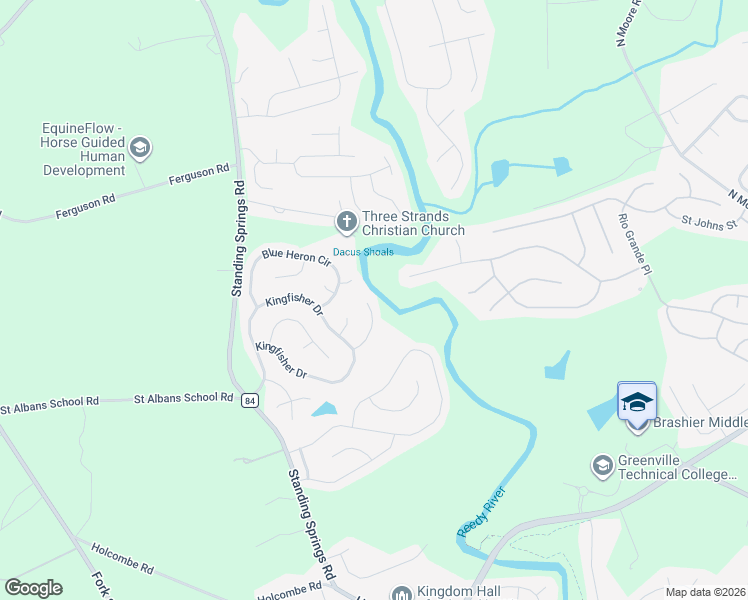map of restaurants, bars, coffee shops, grocery stores, and more near 22 Waterthrush Way in Simpsonville