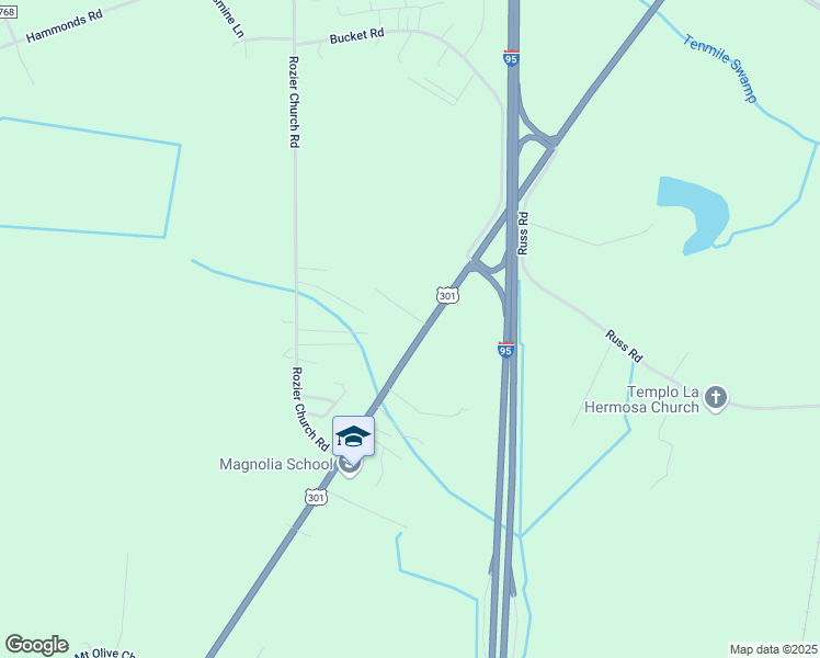 map of restaurants, bars, coffee shops, grocery stores, and more near 11039 U.S. 301 in Lumberton
