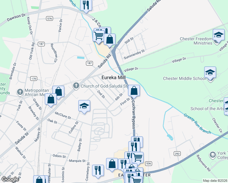 map of restaurants, bars, coffee shops, grocery stores, and more near 549 4th St in Chester
