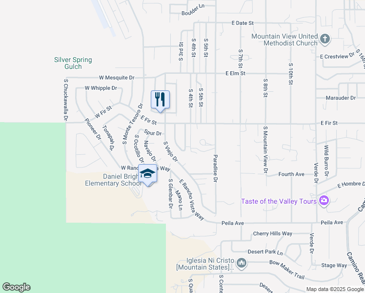 map of restaurants, bars, coffee shops, grocery stores, and more near 1274 South Settlers Circle in Cottonwood
