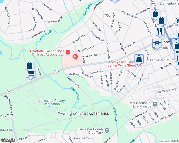 map of restaurants, bars, coffee shops, grocery stores, and more near 720 Central Avenue in Lancaster