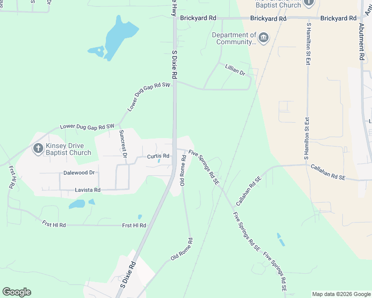 map of restaurants, bars, coffee shops, grocery stores, and more near 2803 South Dixie Highway in Dalton