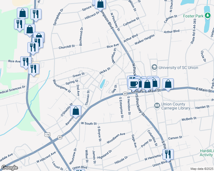 map of restaurants, bars, coffee shops, grocery stores, and more near 120 Boyce Street in Union