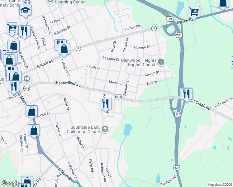 map of restaurants, bars, coffee shops, grocery stores, and more near 809 Chesterfield Avenue in Lancaster