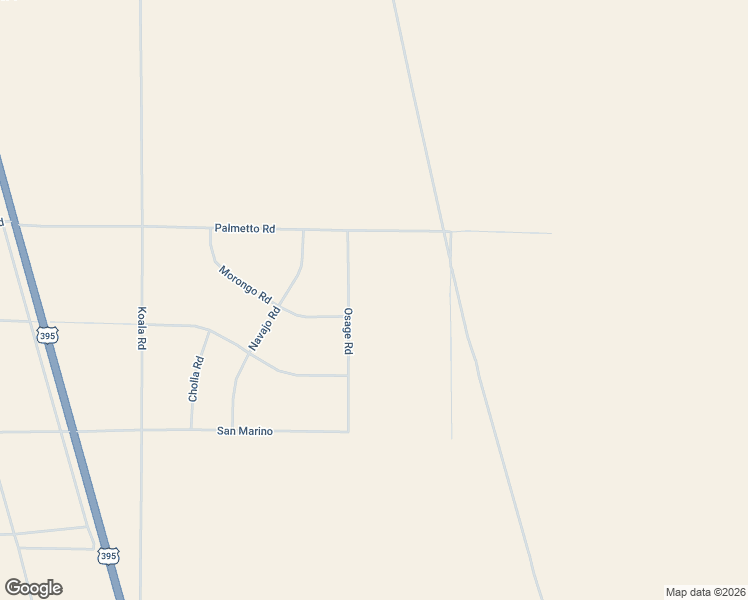 map of restaurants, bars, coffee shops, grocery stores, and more near Osage Road in Adelanto