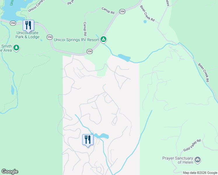map of restaurants, bars, coffee shops, grocery stores, and more near 33 Alm Strasse in Helen