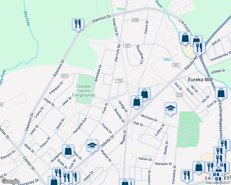 map of restaurants, bars, coffee shops, grocery stores, and more near 146 Gregg St in Chester
