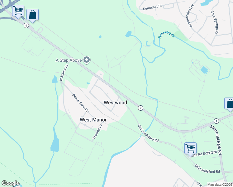 map of restaurants, bars, coffee shops, grocery stores, and more near 2045 Old Landsford Road in Lancaster