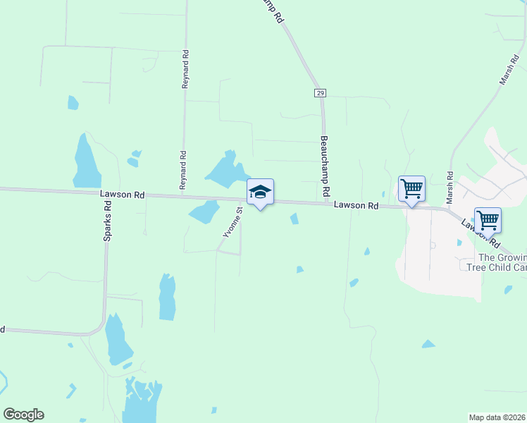 map of restaurants, bars, coffee shops, grocery stores, and more near 19901 Lawson Road in Little Rock