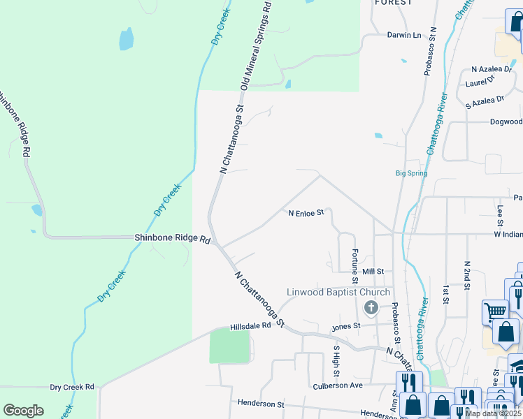 map of restaurants, bars, coffee shops, grocery stores, and more near 613 Bradley Avenue in LaFayette