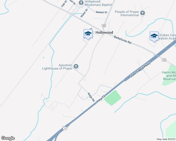 map of restaurants, bars, coffee shops, grocery stores, and more near 338-348 Ridge Road in Hollywood