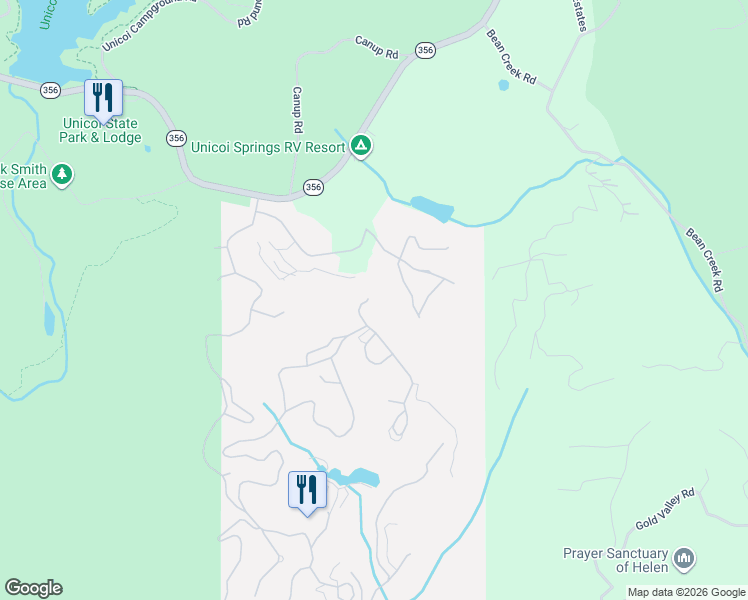 map of restaurants, bars, coffee shops, grocery stores, and more near 33 Alm Strasse in Helen
