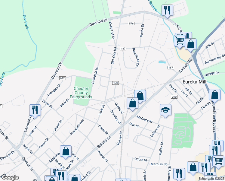 map of restaurants, bars, coffee shops, grocery stores, and more near 146 Gregg Street in Chester
