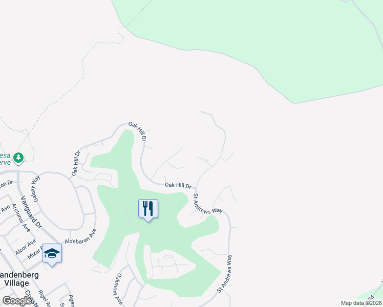 map of restaurants, bars, coffee shops, grocery stores, and more near 445 Firestone Way in Lompoc