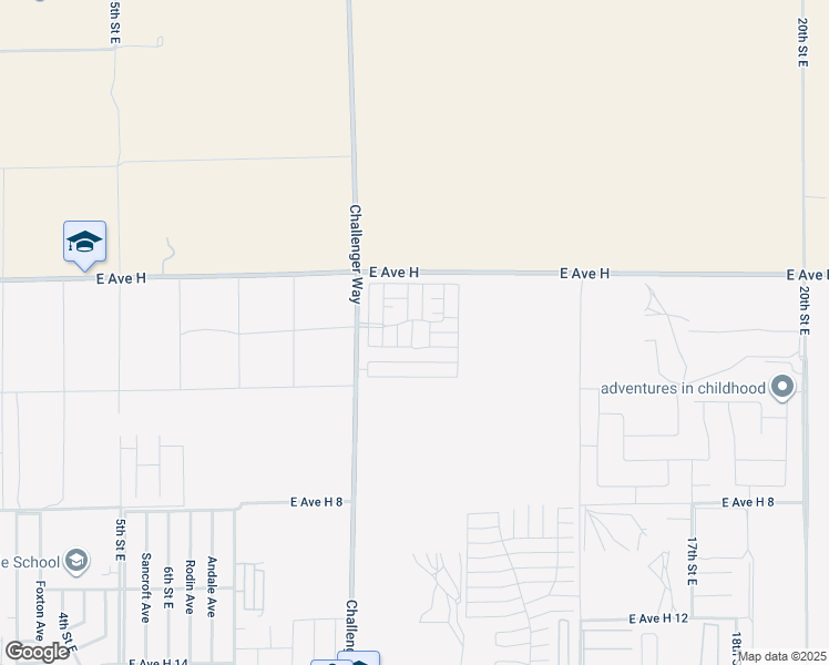 map of restaurants, bars, coffee shops, grocery stores, and more near 45800 Challenger Way in Lancaster