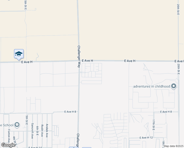 map of restaurants, bars, coffee shops, grocery stores, and more near 45800 Challenger Way in Lancaster