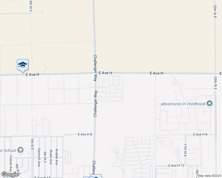 map of restaurants, bars, coffee shops, grocery stores, and more near 45800 Challenger Way in Lancaster