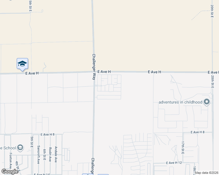 map of restaurants, bars, coffee shops, grocery stores, and more near 45800 Challenger Way in Lancaster