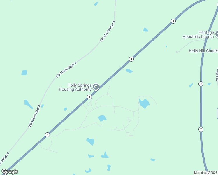 map of restaurants, bars, coffee shops, grocery stores, and more near 622 Mississippi 4 in Holly Springs