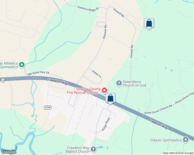 map of restaurants, bars, coffee shops, grocery stores, and more near 117 Patsy Lane in Hubert