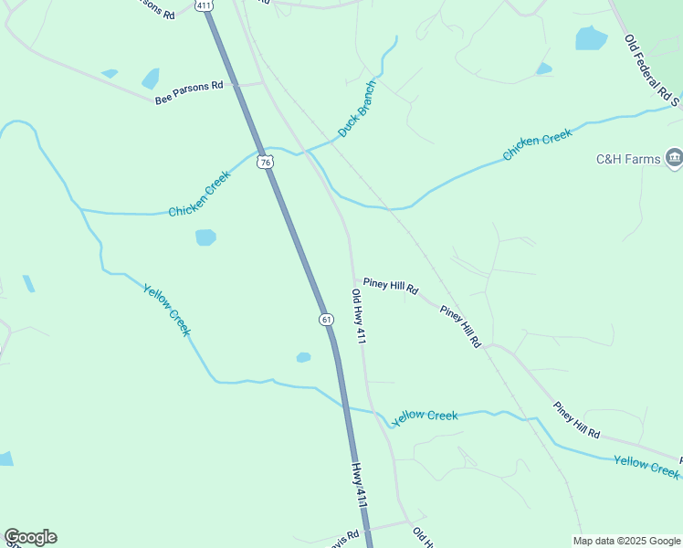 map of restaurants, bars, coffee shops, grocery stores, and more near 1149 Old Highway 411 in Chatsworth