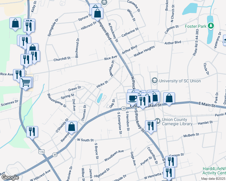 map of restaurants, bars, coffee shops, grocery stores, and more near 213 Keenan Avenue in Union