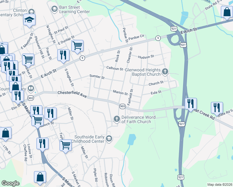 map of restaurants, bars, coffee shops, grocery stores, and more near 906 Marion Street in Lancaster