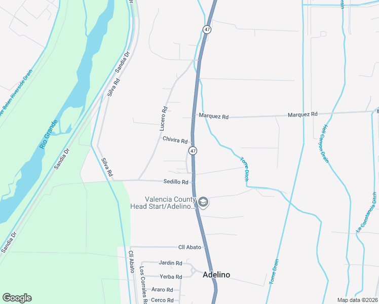 map of restaurants, bars, coffee shops, grocery stores, and more near 2777A New Mexico 47 in Los Lunas