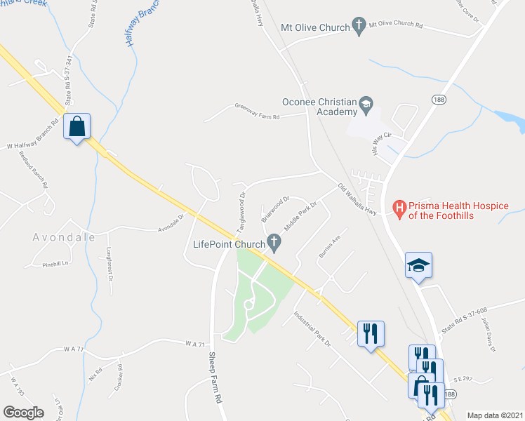map of restaurants, bars, coffee shops, grocery stores, and more near 99 Keystone Drive in Seneca
