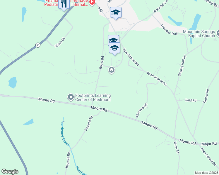 map of restaurants, bars, coffee shops, grocery stores, and more near 212 Roper Road in Piedmont