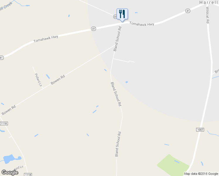 map of restaurants, bars, coffee shops, grocery stores, and more near 540 Bland School Road in Harrells