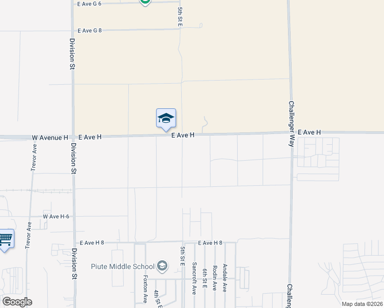 map of restaurants, bars, coffee shops, grocery stores, and more near Challenger Way in Lancaster