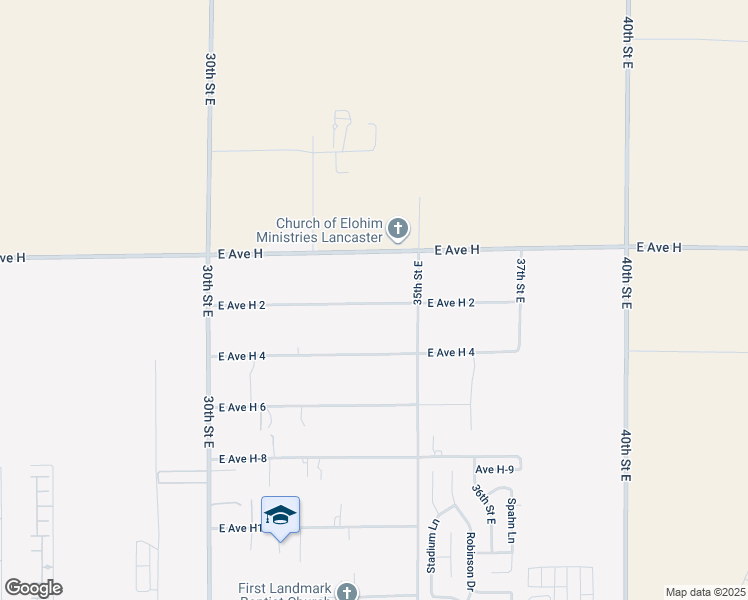 map of restaurants, bars, coffee shops, grocery stores, and more near 3323 East Avenue H 2 in Lancaster