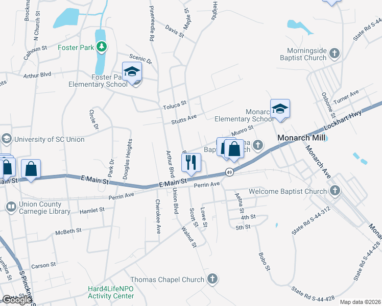 map of restaurants, bars, coffee shops, grocery stores, and more near 100 Munro Street in Union