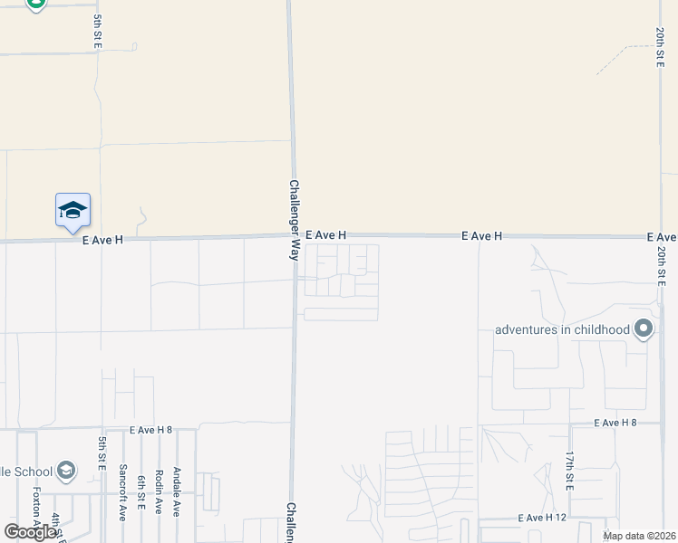 map of restaurants, bars, coffee shops, grocery stores, and more near 45800 Challenger Way in Lancaster