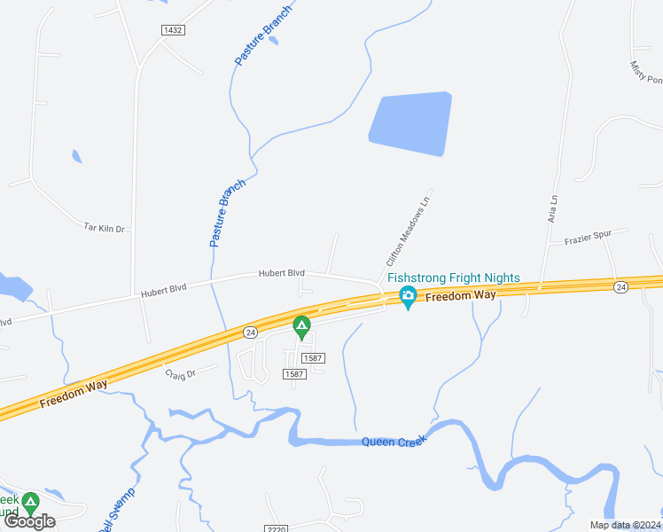 map of restaurants, bars, coffee shops, grocery stores, and more near 691 Hubert Boulevard in Hubert