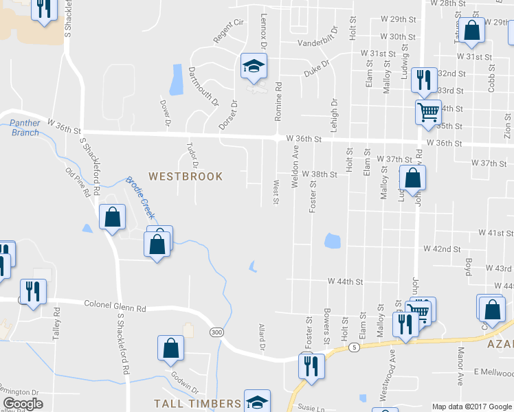 map of restaurants, bars, coffee shops, grocery stores, and more near 3920 Stonehedge Drive in Little Rock