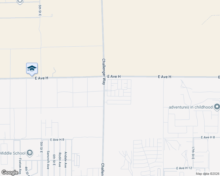 map of restaurants, bars, coffee shops, grocery stores, and more near 45800 Challenger Way in Lancaster