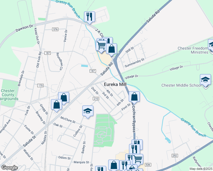 map of restaurants, bars, coffee shops, grocery stores, and more near 542 5th St in Chester