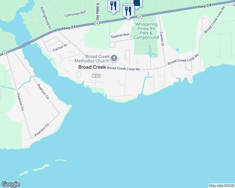 map of restaurants, bars, coffee shops, grocery stores, and more near 142 Sunny Point Lane in Newport