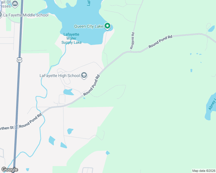 map of restaurants, bars, coffee shops, grocery stores, and more near 157 North Ridge Drive in LaFayette