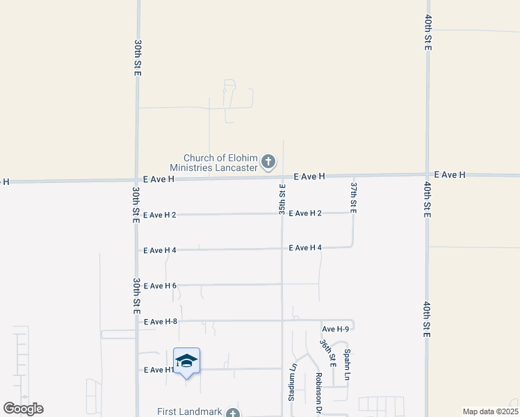 map of restaurants, bars, coffee shops, grocery stores, and more near 3323 East Avenue H 2 in Lancaster