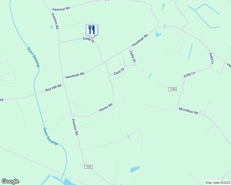 map of restaurants, bars, coffee shops, grocery stores, and more near 343 Haven Road in Maxton