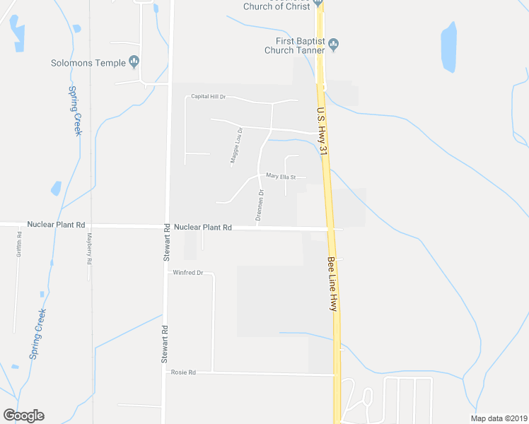 map of restaurants, bars, coffee shops, grocery stores, and more near 11054 Drennen Drive in Tanner