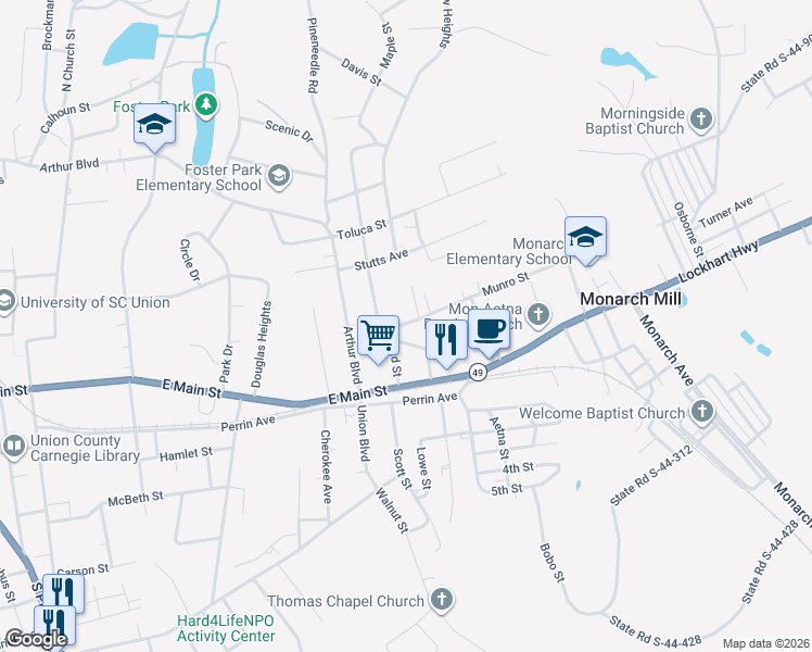 map of restaurants, bars, coffee shops, grocery stores, and more near 110 Munro Street in Union