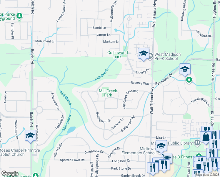 map of restaurants, bars, coffee shops, grocery stores, and more near 140 Teal Park Lane in Madison